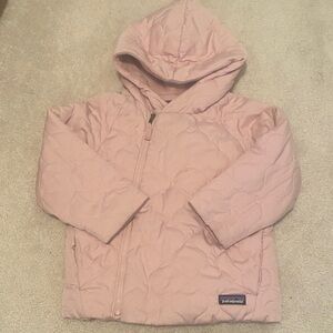 Patagonia Kids Light Pink Hooded Puffer Jacket 4T